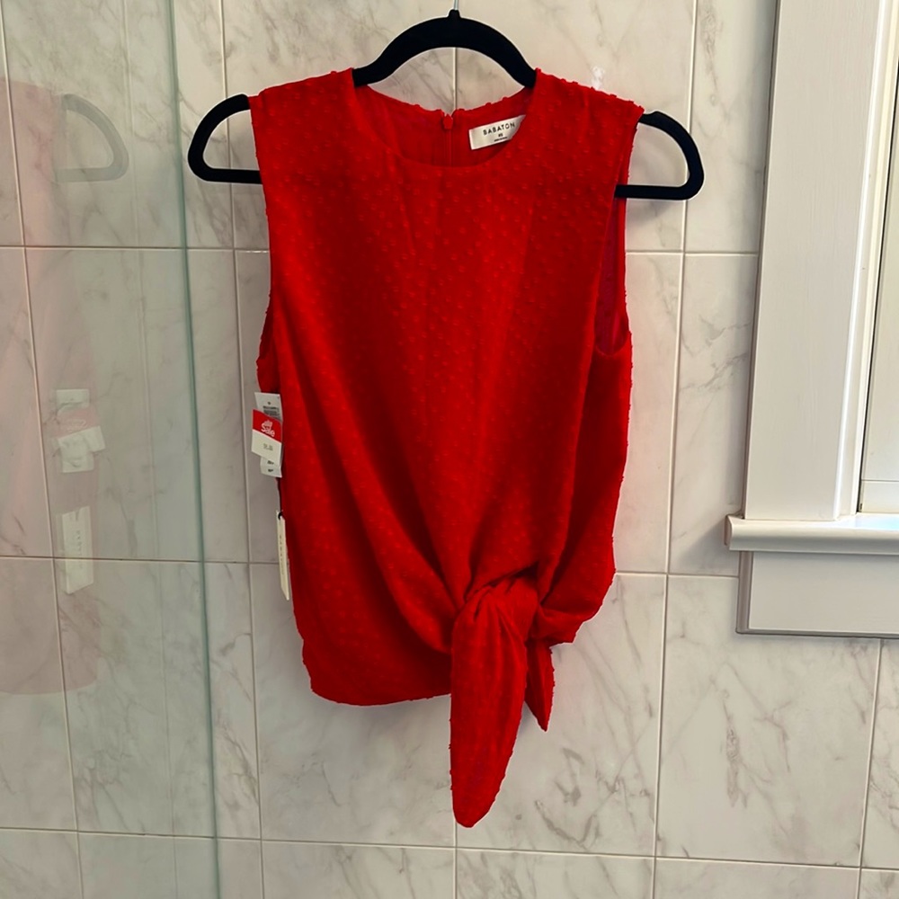 Aritzia Barbato Red Dotted High-neck Tank with Tie/Slit [size xs]